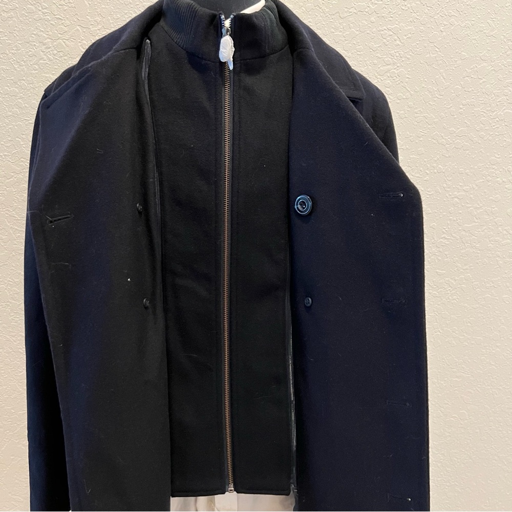 NWOT Joseph Abboud Men's Wool blend Black Peacoat Sz L coastal Winter - Picture 6 of 14